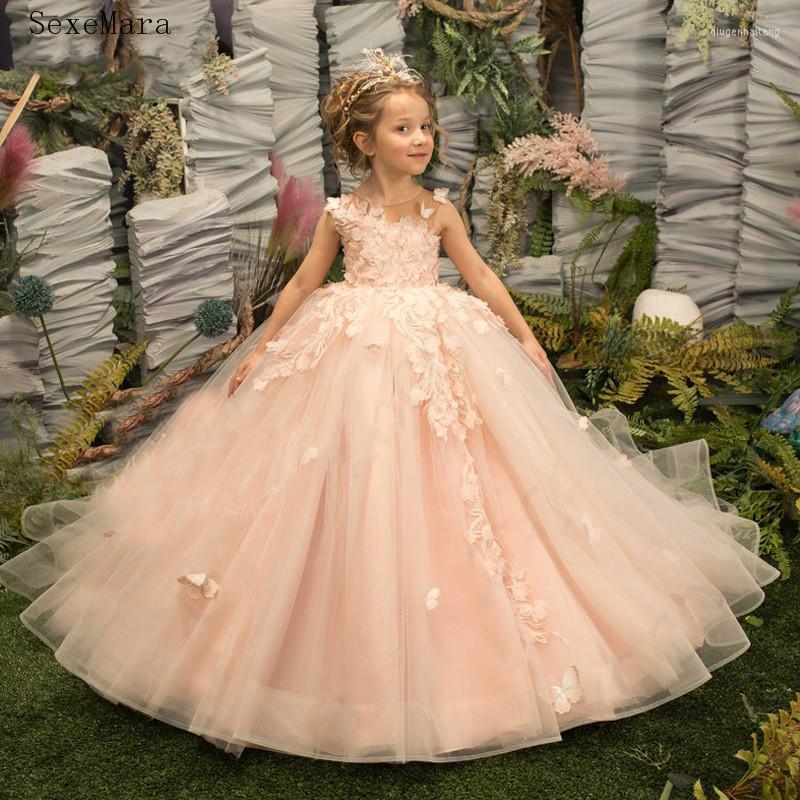 

Girl Dresses Gorgeous Pink Flower Dress For Wedding Princess Party Pageant Birthday Gown Poshoot Christmas First Communion, White