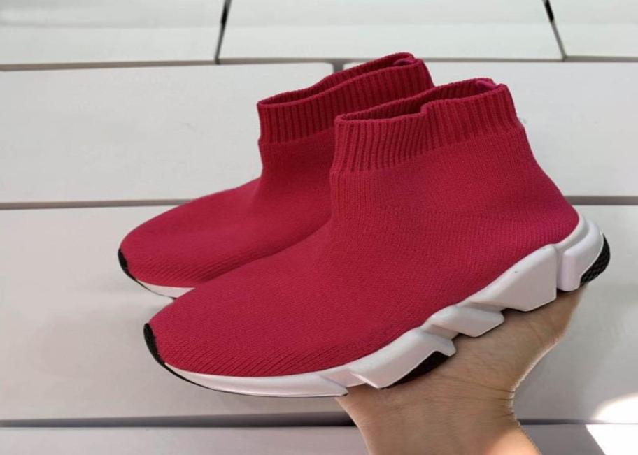 

TOP QUALITY Kids Boots Speed Stretch Mesh Designer Running Shoes Speed Knit Sock MidTop Sneakers Speed Trainer children baby snea7118131, Pink