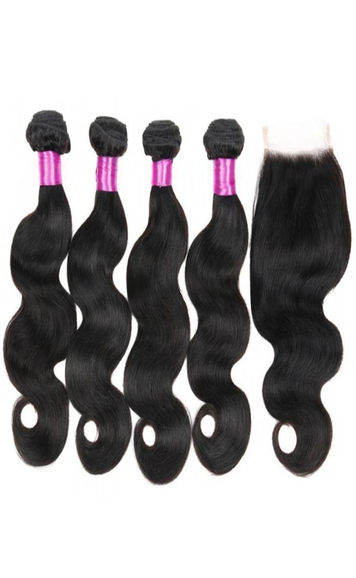 

Siyusi Hair Products With Closure Brazilian Virgin Hair With Closure 34 Bundles With Closure Brazilian Body Wave Human Hair Weave3512846, Natural color