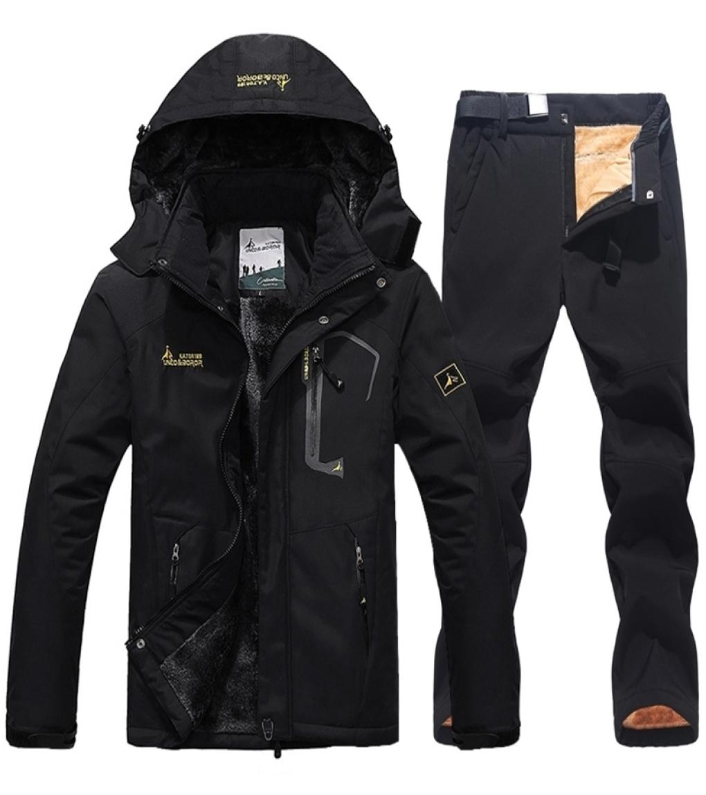 

Skiing Suits Winter Ski Suit For Men Waterproof Ski Jacket Pants Set Windproof Keep Warm Outdoor Snow Skiing and Snowboarding Jack6864154, Black