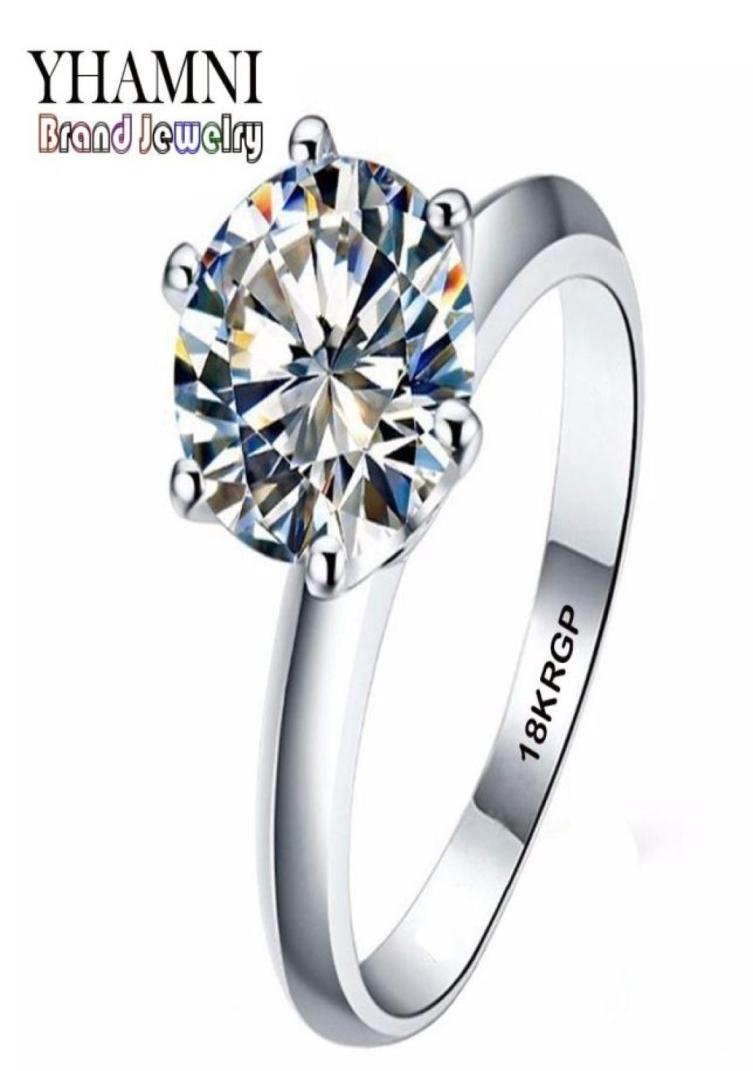 

YHAMNI Real Pure White Gold Ring 18KRGP Stamp Rings Set 3 Carat CZ Diamond Wedding Rings For Women RING R168865691253186714