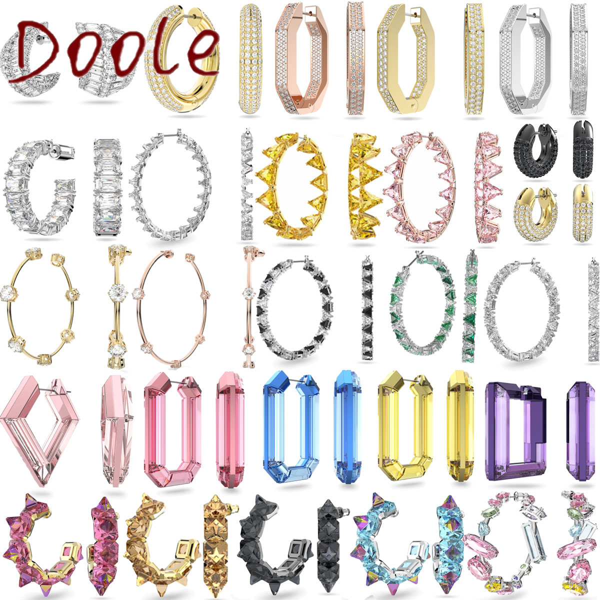 

Original 2023 SWA High End Jewelry Earring Collection Lucent New Candy Color Square Gift Collection Badge for Women