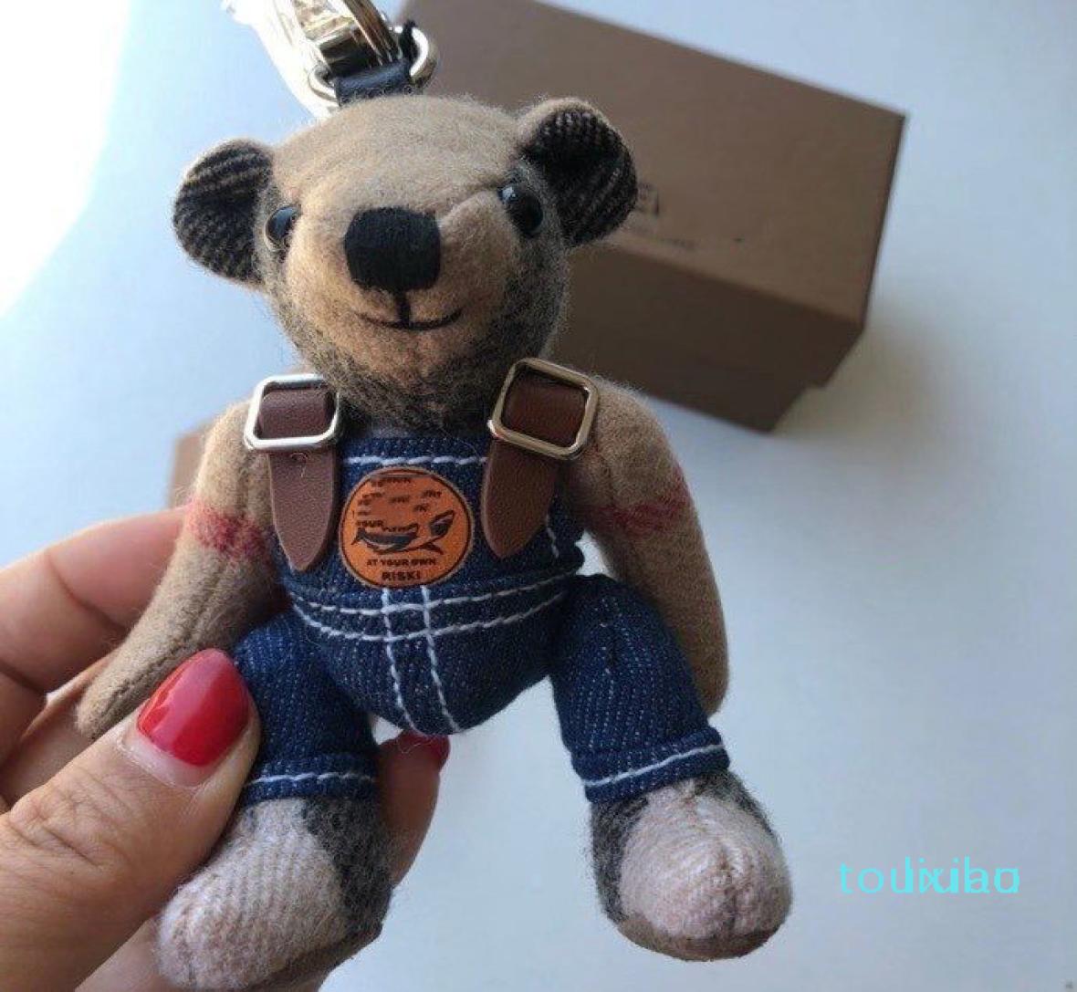 

High quality cashmere bear doll pendant key chain classic design decoration car key chain fashion handbag pendant3092930