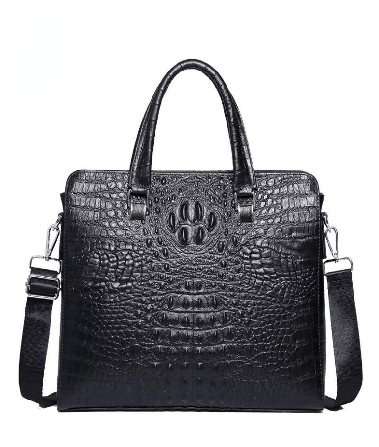 

Briefcases Top Real Leather Alligator Pattern Briefcase Men039s Single Shoulder Bag Highquality Business Laptop 14 Inch Comput1199420, Black