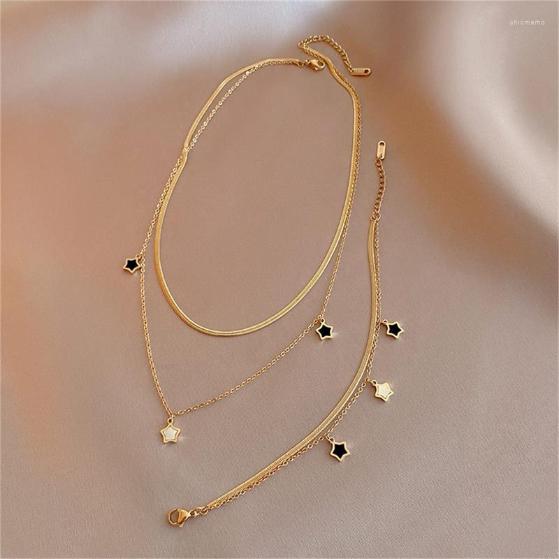 

Necklace Earrings Set Multilayer Chain Star Charm Bracelet For Women Trend Jewelry Girls Party Gifts, Picture shown