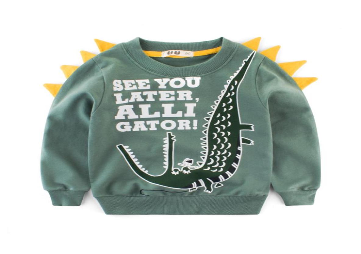 

Boy Sweatshirt Long Sleeve T Shirt Coat Letter Dinasour Printed Autumn Kid Girl Cartoon Clothes 2 Colors9773508, Green