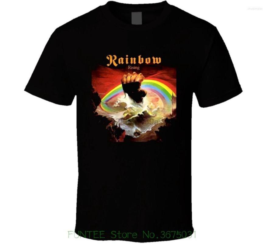 

Men' T Shirts 2023 Cotton Short-sleeve T-shirt Rainbow Rising Rock N Roll Heavy Metal Music Band Shirt, Men-darkpurple