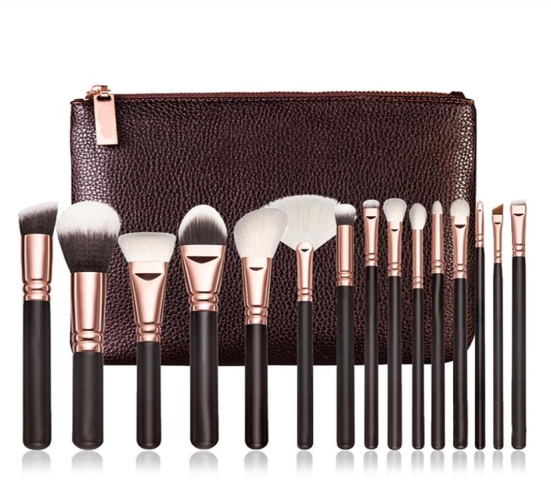 

Brand high quality Makeup Brush 15PCSSet Brush With PU Bag Professional Brush For Powder Foundation Blush Eyeshadow6517214