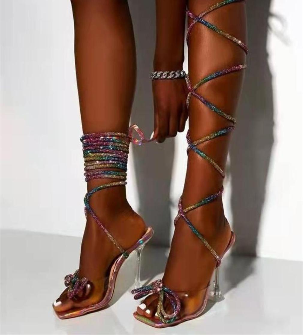 

Sandals Women Transparent High Heels Sandles Ladies Bling Ankle Buckle Strap PVC Summer Shoes Woman Fashion Female Plus Size 436319117, Black