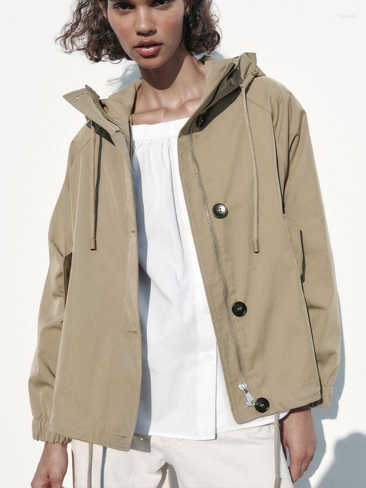 

Women's Jackets Women's Jacket 2023 Summer All-match Single-breasted Button Decoration Loose Tooling Parka Hooded Top, Original quality