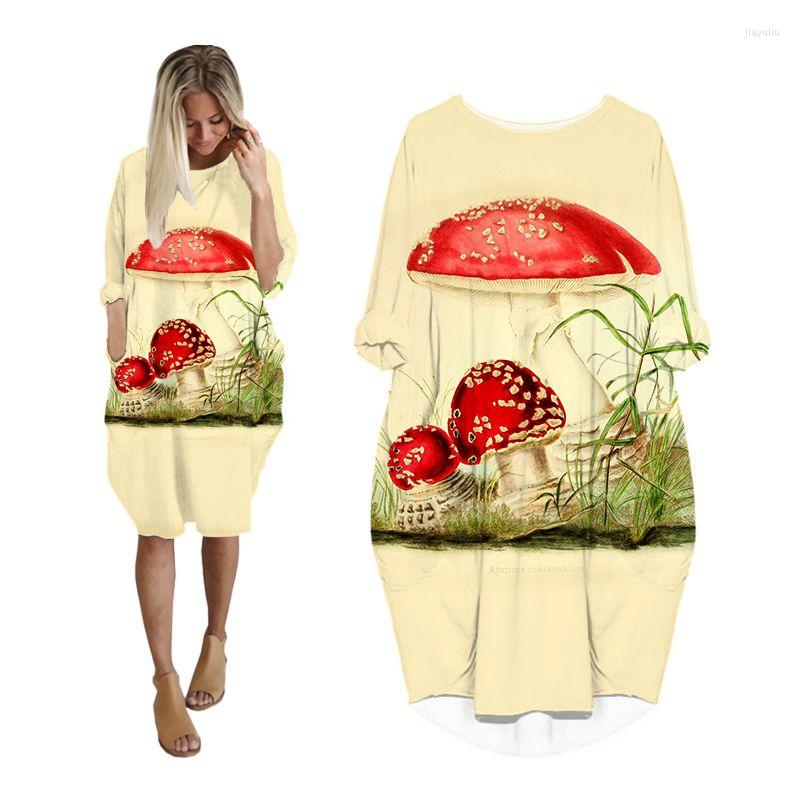 

Casual Dresses Women Mushroom Print Plus Size Long Sleeve Fashion Vintage Woman Clothes Streetwear Ladies Clothing Female Dress, As shown 28