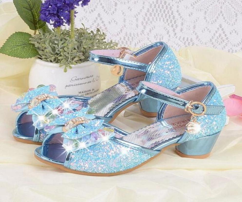 

2018 Summer Bowtie Kids Wedding Shoes Girls Mules Clogs Sandals Rhinestone Children Dress Shoes Party Shoe GA1963971474, Blue