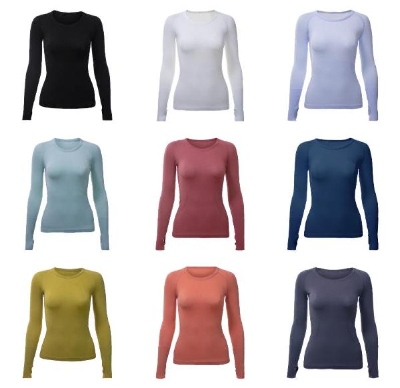 

LL Women039s Yoga Outfits Long Sleeve Solid Color Sports Shirts Shaping Running Excerise Gym Fitness Girls Silm Jogging Sportsw1755376, Orange