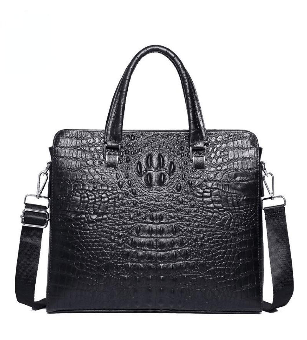

Briefcases Top Real Leather Alligator Pattern Briefcase Men039s Single Shoulder Bag Highquality Business Laptop 14 Inch Comput9496611, Black