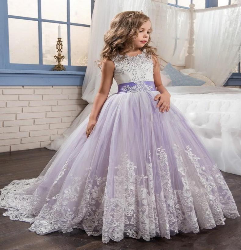 

Beautiful Purple and White Flower Girls Dresses Beaded Lace Appliqued Bows Pageant Gowns for Kids Wedding Party Dresses For Girl4940312, Light yellow