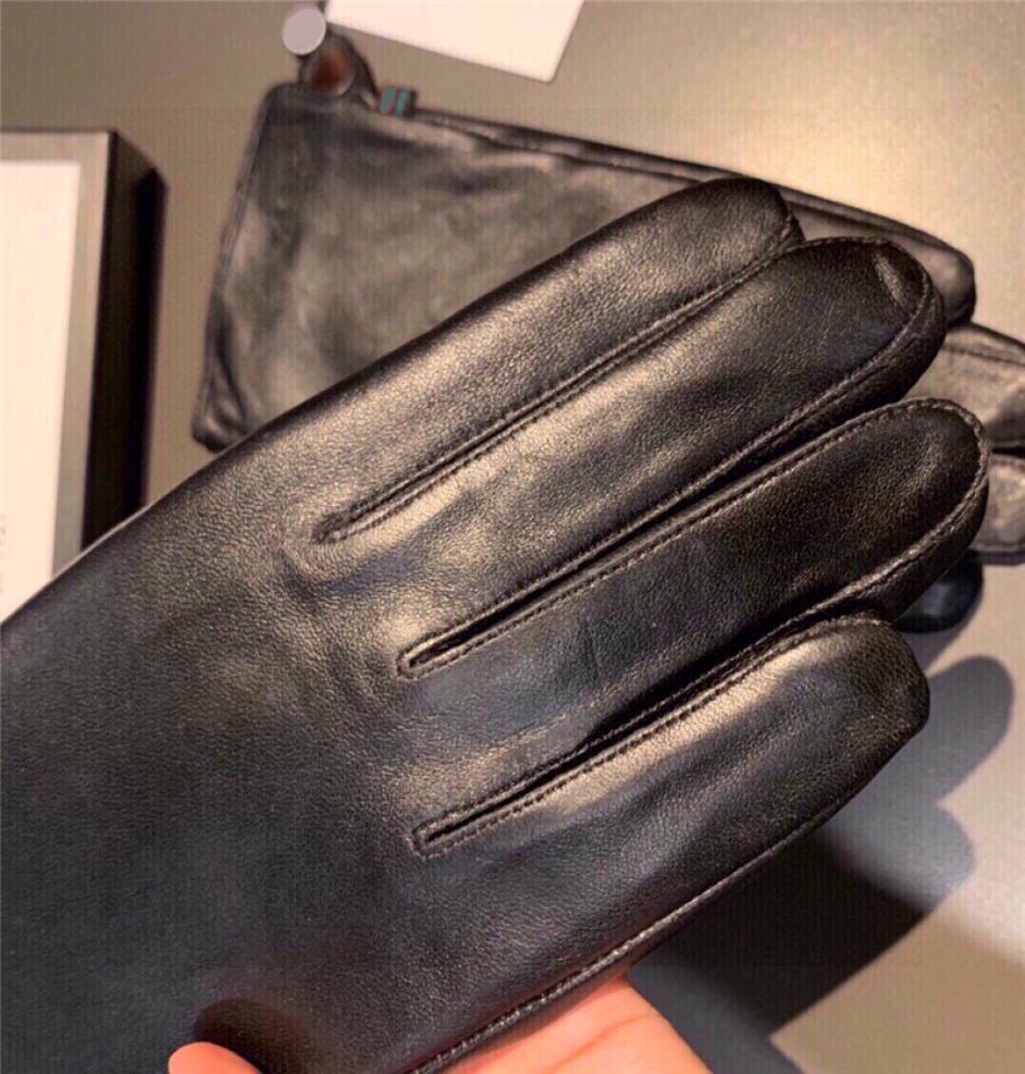 

Solid Color Mens Gloves Letters Designer Leather Mittens Winter Warm Cashmere Glove High Quality Driving Riding Mitten9589905