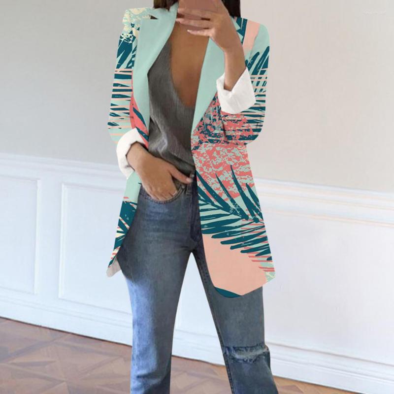 

Women's Suits Mid-Length Colorful Butterflies Print Women Blazer Coat 2023 Summer Autumn Long Sleeve Cardigan Female Suit Outerwear, Beige