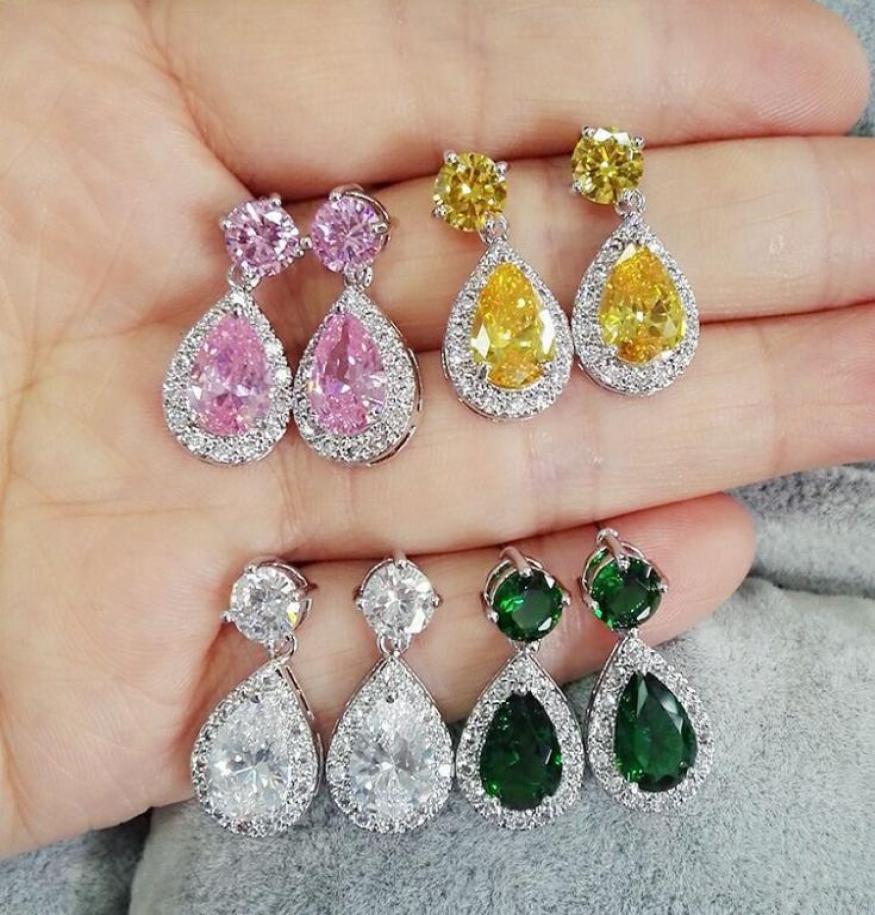

Charm Korean Earrings AAA water drop Zircon Earrings generous Ruili simple with multicolor7026573