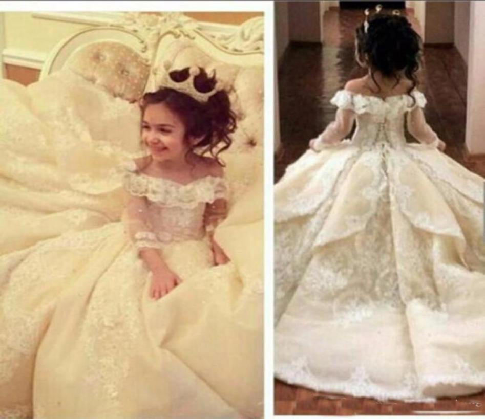 

Princess Flower Girl Dresses Ball Gowns Long Sleeves Appliques Birthday Party Dresses For Girl Wedding Guest Dress Formal Wear3655843, Pink