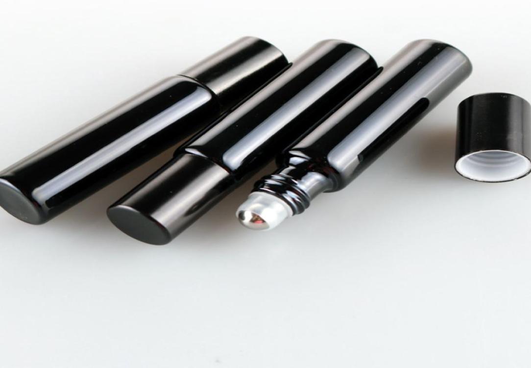 

50 x 10ML Refillable Black Gold Silver UV Glass Perfume Bottle with Roller Empty Essential Oil Vial Roll On Bottles Packaging3868434