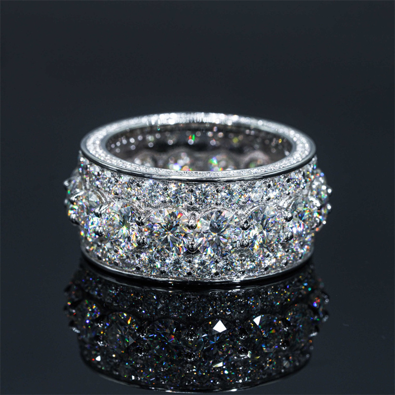 

Men 5mm Moissanite Diamond Rings Passed Test 925 Sterling Silver Moissanite Ring for Hip Hop Punk Jewelry Nice Gift