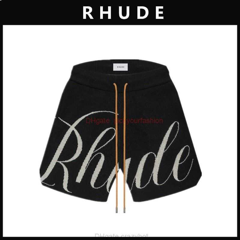 

Designer Short Fashion Casual Clothing Beach shorts Rhude Niche Trendy Summer Sports Capris Pure Cotton Knitted Casual Loose Shorts Joggers Sportswear Outdoor Fit, Black