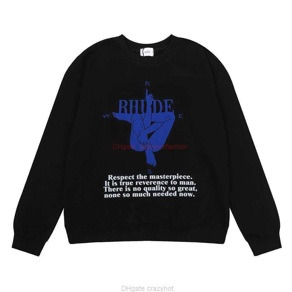 

Designer Clothing Mens Sweatshirts Hoodies American Fashion Brand Rhude Design Yoga Compass Print High Weight Terry Mens Women Couple Round Neck Sweater Fashion 23, Shipping fee