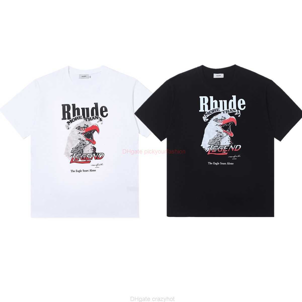 

Designer Fashion Clothing Tees Tshirt Fashion Brand Rhude Los Angeles Limited Signature Eagle Print Summer Casual Unisex Loose Short Sleeve Tshirt Cotton Streetwe, Black