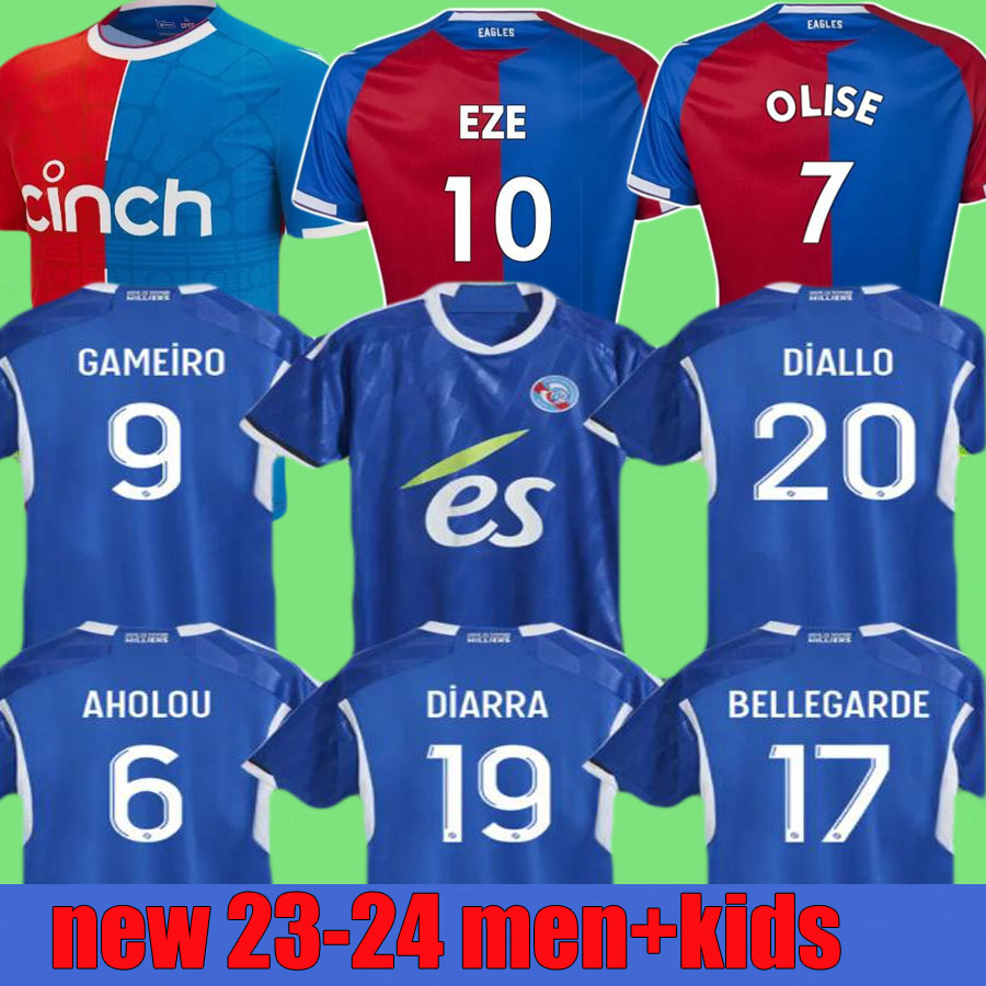 

2023 2024 OLISE Crystal RC Strasbourg Soccer Jerseys 23 24 ZAHA EZE J.AYEW Palace home Football shirt men kids Kit BENTEKE MATETA MOTHIBA LiENARD DIARRA uniforms, 23-24 crystal home kids