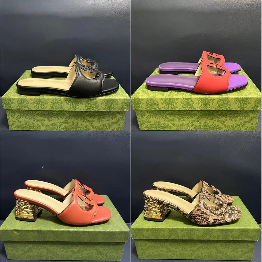 

2023 slipper Luxury designer leather ladies sandals summer flat shoes fashion beach women slippers letter drag 35-42