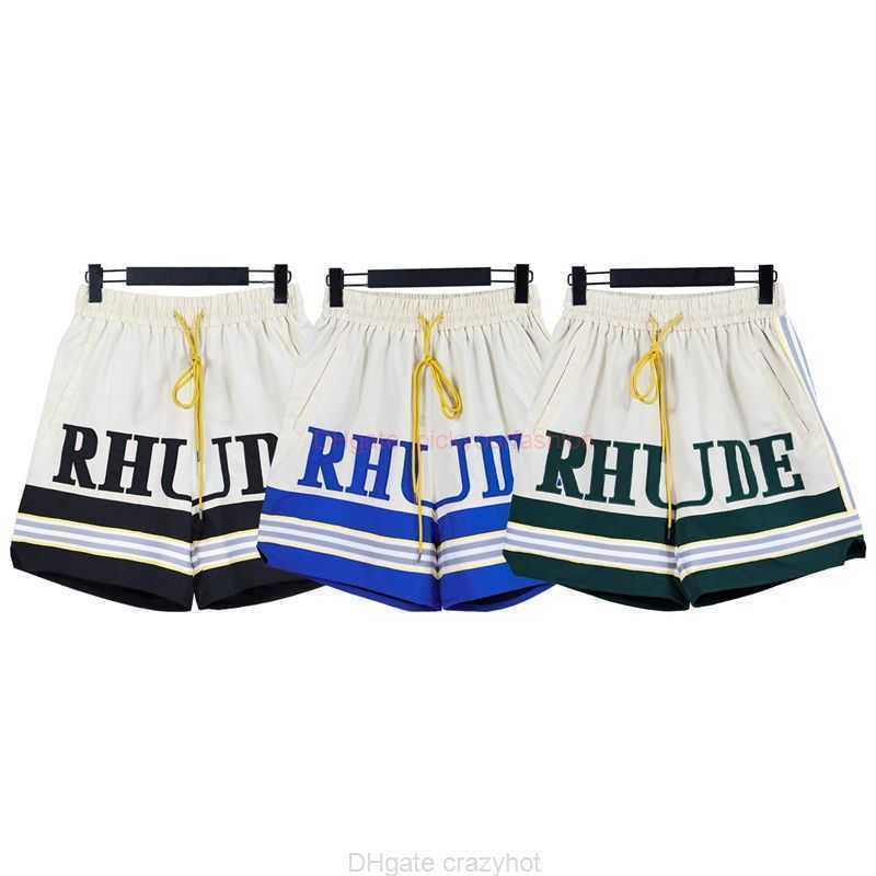 

Designer Short Fashion Casual Clothing Beach shorts Rhude Summer Letter Embroidered Ribbon Short Sleeve Street Loose Casual Capris Mens Womens Couple Sports Pants