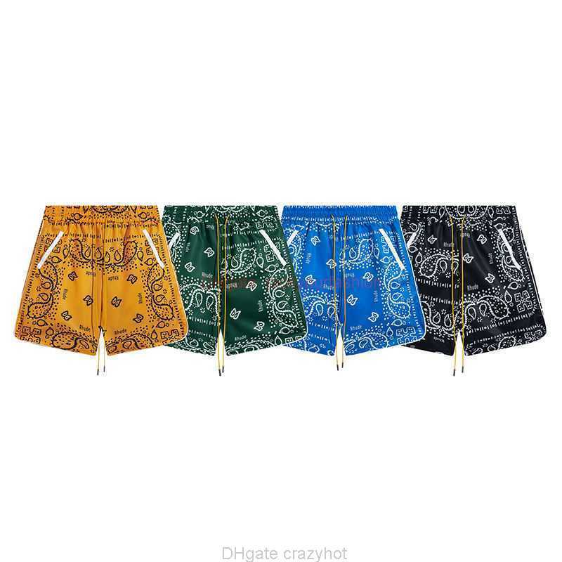 

Designer Short Fashion Casual Clothing Beach shorts Rhude Woven Nylon Double Layer Shorts with Cashew Flowers All Over the Body Floral Casual Sports Quick Drying Bea, Black 1