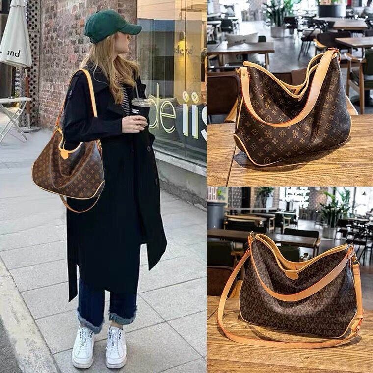 

Luxury Designer 3A Handbag Shoulder Bag Ladies Messenger Bag Fashion Classic Wallet Clutch Soft Leather, Brown flower