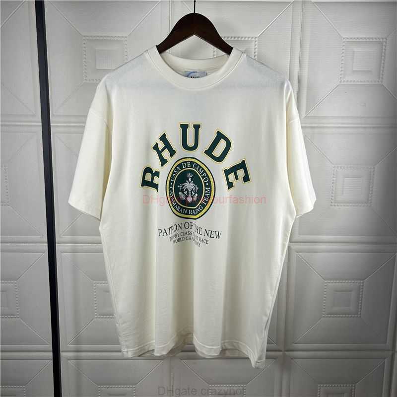 

Designer Fashion Clothing Tees Tshirt Rhude Street Trend Letter Print Rhuigi Manager Upper Body Short Sleeve Tshirt Mens Summer Cotton Streetwear Tops Casual Sport, Apricot