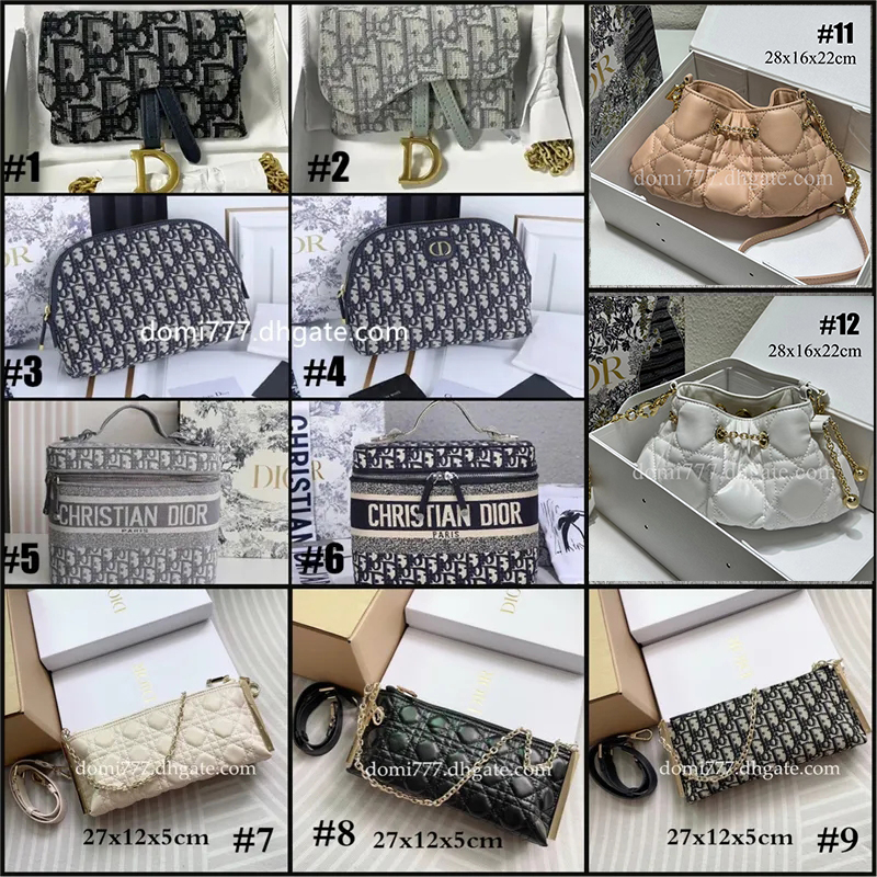 

DUPE Di-or Saddle Nano Pouch Oblique Jacquard Mini Wallet Card Bags and Fashion Cosmetic Bag, #7 shoulder bag 27cm-beige