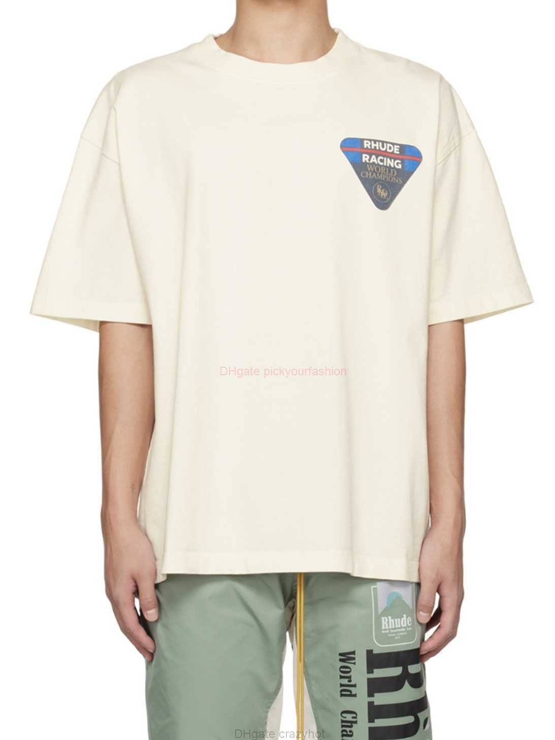 

Designer Fashion Clothing Tees Tshirt H8015rhude Springsummer Slogan Triangle Print Short Sleeve Tshirt Cotton Streetwear Tops Casual Sportswear Rock Hip hop for, White/h8015