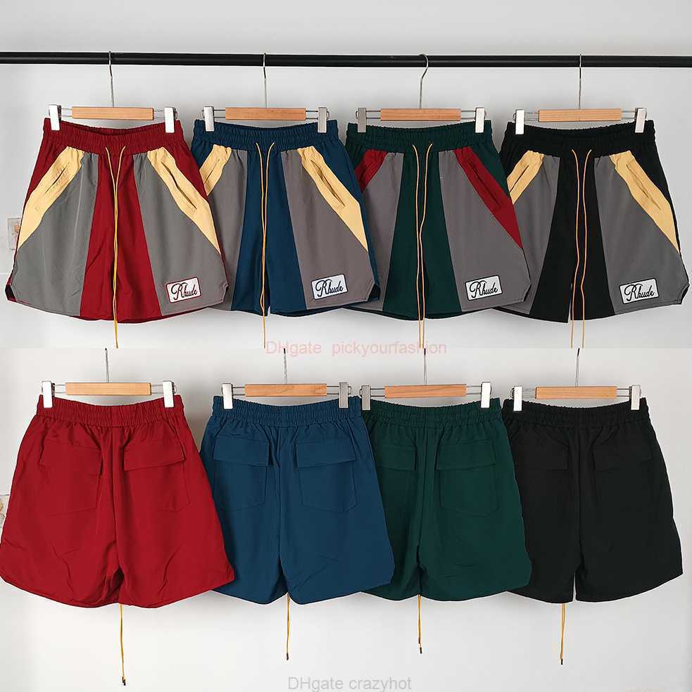 

Designer Short Fashion Casual Clothing Beach shorts 2023ss Fashion Rhude Embroidery Elastic Drawstring Panel Casual Double Layer Shorts for Men Women Youth Jogger, Black zxj8052