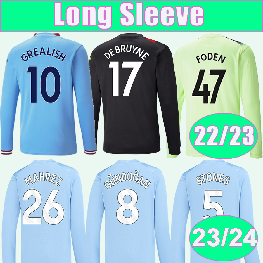 

2023 24 STERLING GREALISH MAHREZ Mens Soccer Jerseys Long Sleeve 22 23 RUBEN RODRIGO DE BRUYNE BERNARDO FODEN G. JESUS ZINCHENKO Home Away 3rd Football Shirt Uniforms, Cx11151 22 23 away ... patch