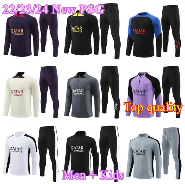 

23 24 PSGs MBAPPE soccer tracksuit survetement 2023 2024 Classic style Paris retro futbol men KIDS Training Suit Half ZIPPER SERGIO ICARDI jacket uniform