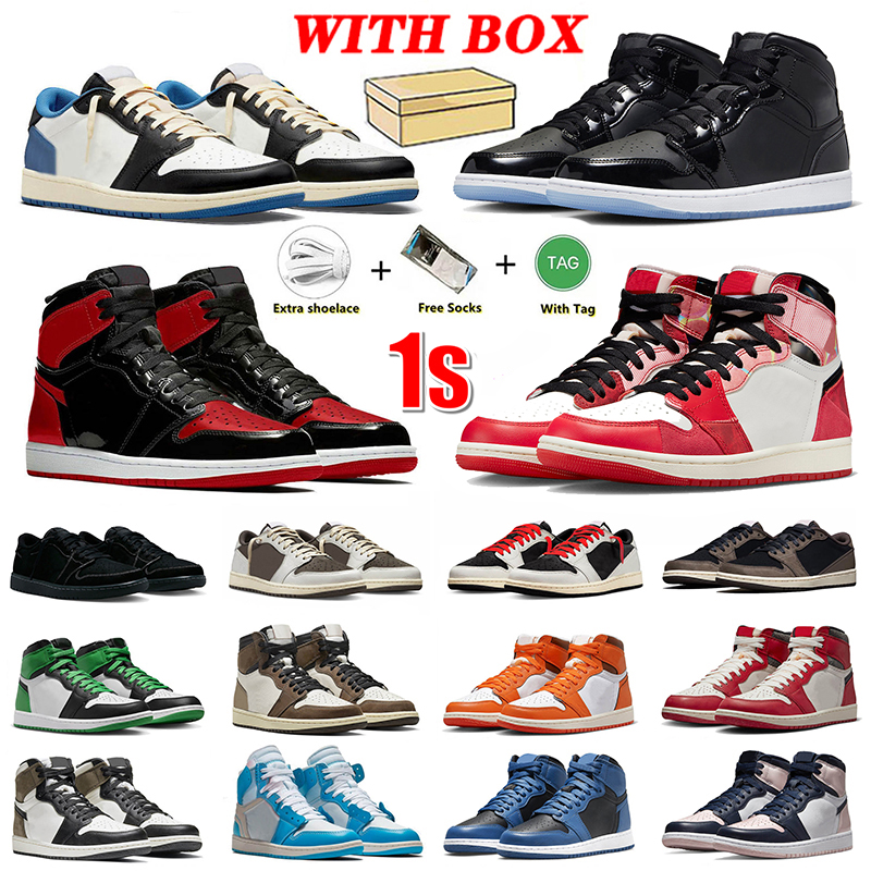 

With Box 1s Spider-Verse OG Basketball Shoes travis scott Offs White Mid Space Jam Bred Patent Black Phantom Olive Jumpman 1s Lows Mens Women dhgates Sneakers EUR 36-47, 32