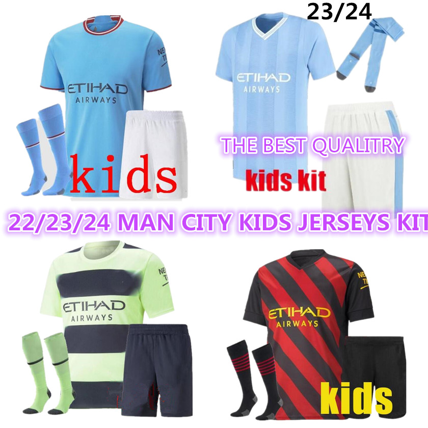 

22 23 24 CITY kids kit SOCCER JERSEYS GREALISH STERLING MANS CITIES MAHREZ DE BRUYNE FODEN 2023 2024 HAALAND football tops shirt child sets uniform