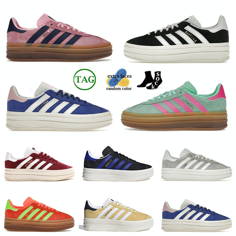 

2023 Designer Platform Gazelle Bold Casual Shoes Pink Glow Core Black White Grey Almost Yellow Mens Women Aqua Sports Luxury Sneakers Eur 36-40, 9 almost yellow