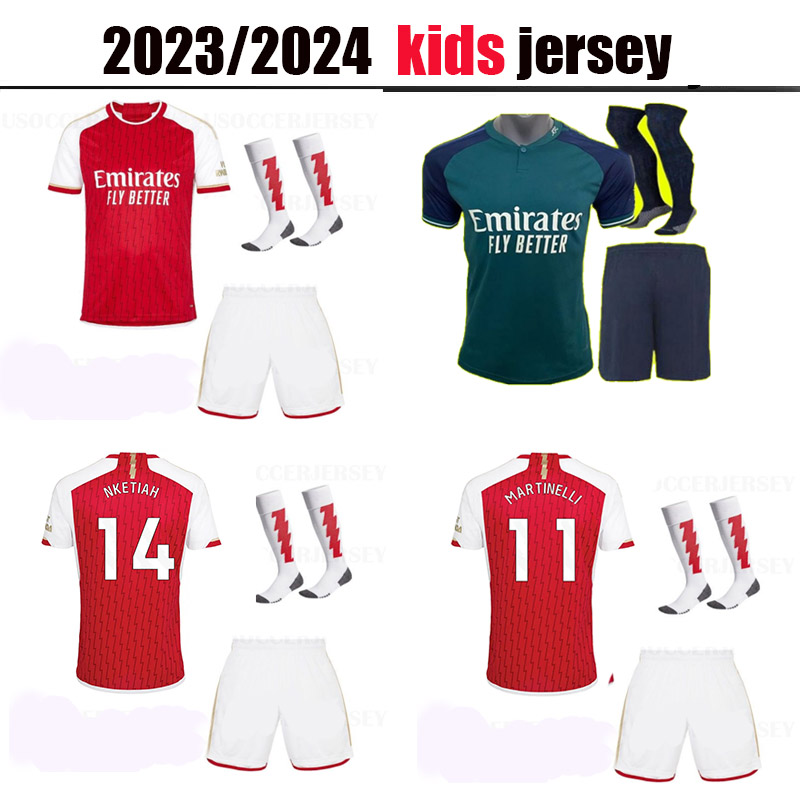 

SMITH ROWE G.JESUS SAKA soccer jerseys kids kit socks SALIBA 23 24 ODEGAARD MARTINELLI JORGINHO NKETIAH 2023 2024 football shirt Men set ArSeN child