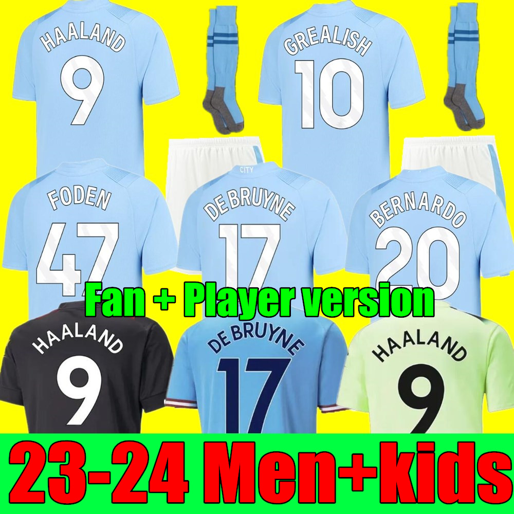 

22 23 24 Soccer Jerseys HAALAND DE BRUYNE PHILLIPS MANS CITIES GREALISH FERRAN MAHREZ FODEN BERNARDO JOAO CANCELO Z 2023 2024 Football Shirt Men Kids Kit Sets Uniforms, 22/23 adult home+champion patch