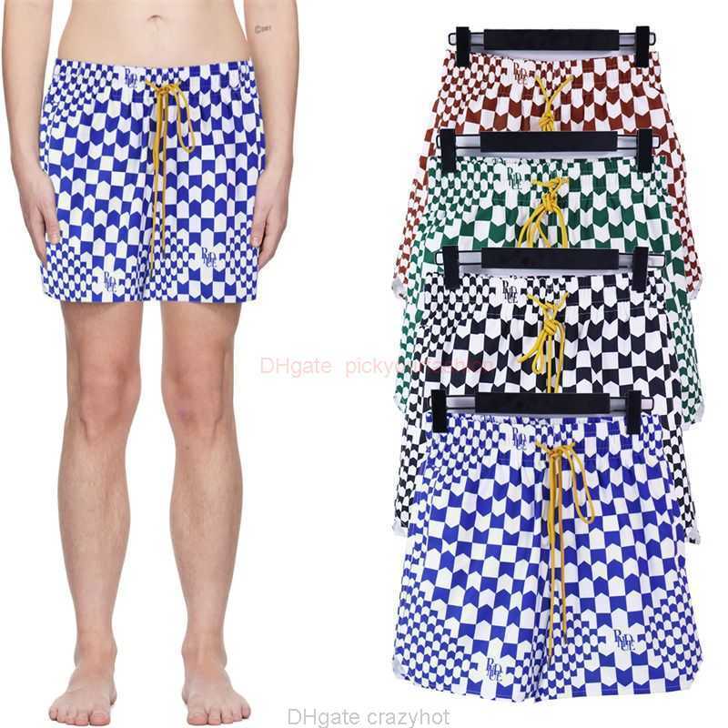 

Designer Short Fashion Casual Clothing Beach shorts Rhude 2023ss Springsummer New American High Street Fashion Brand Personalized Print Loose Relaxed Sports Me, Blue