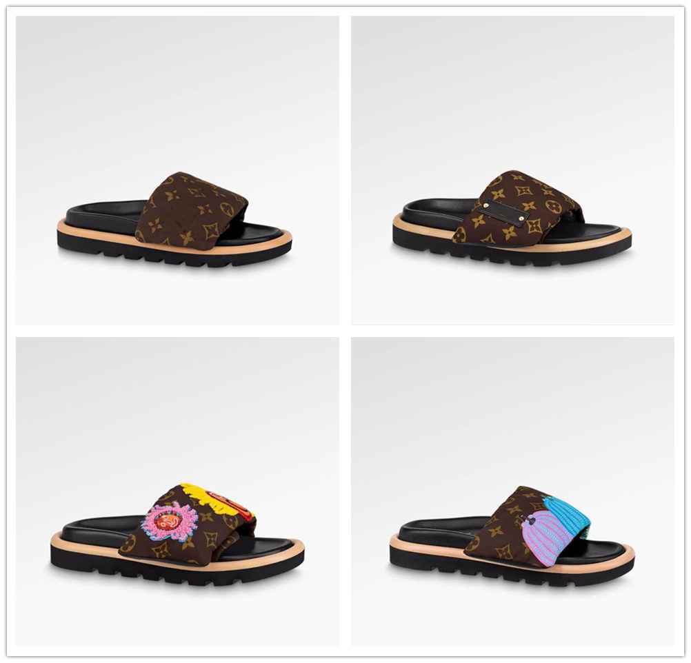 

Designer Pool Pillow Women Man Sandals Slippers Sides Sunset Flat Comfort Mules Padded Front Strap Slipper Side Fashionable Easy-to-wear Style Slides 35-45