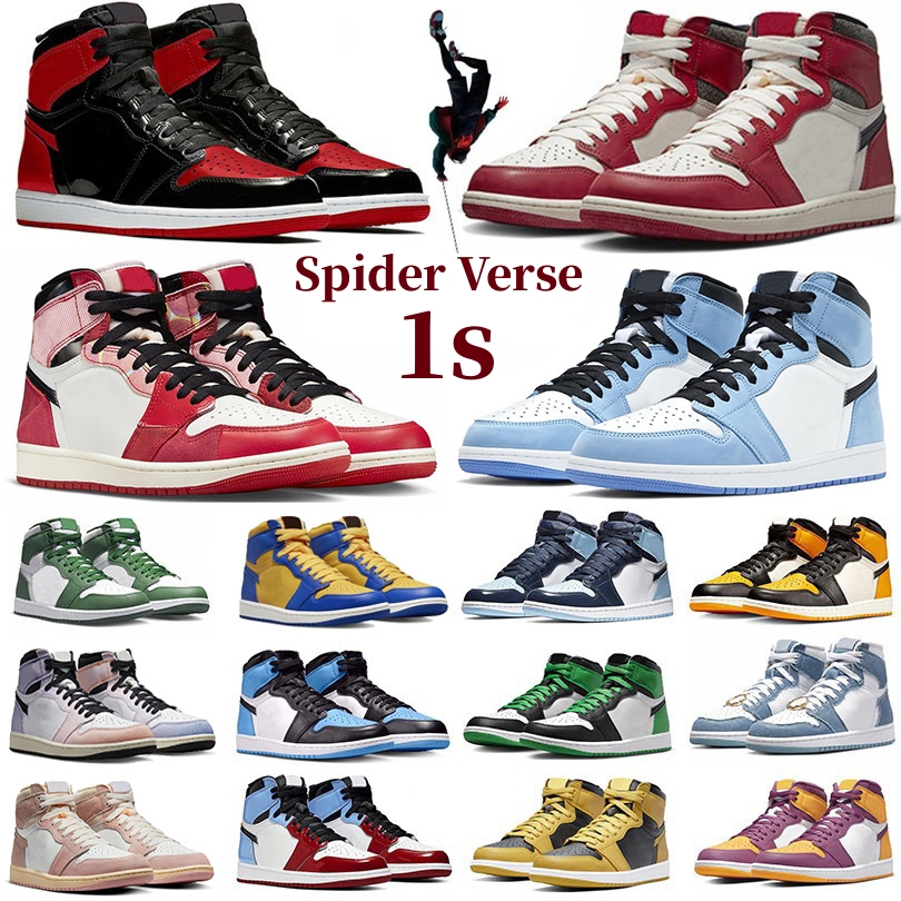 

Jumpman 1 1s Men Women Basketball Shoes Palomino Spider Verse Bred Patent Denim University Blue Lucky Green Dark Mocha UNC Toe StarFish Trainers Sports Sneakers, Color#35