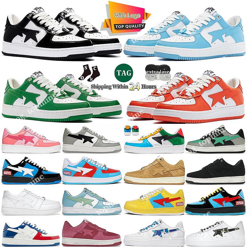 

Bapes Star Designer Shoes Bapesta Sta Low Black Green ABC Camo Pink Sax Tokyo Orange Triple White Plate-forme Leather Street Skate Sports Sneaker Trainers, With [bope sta] logo