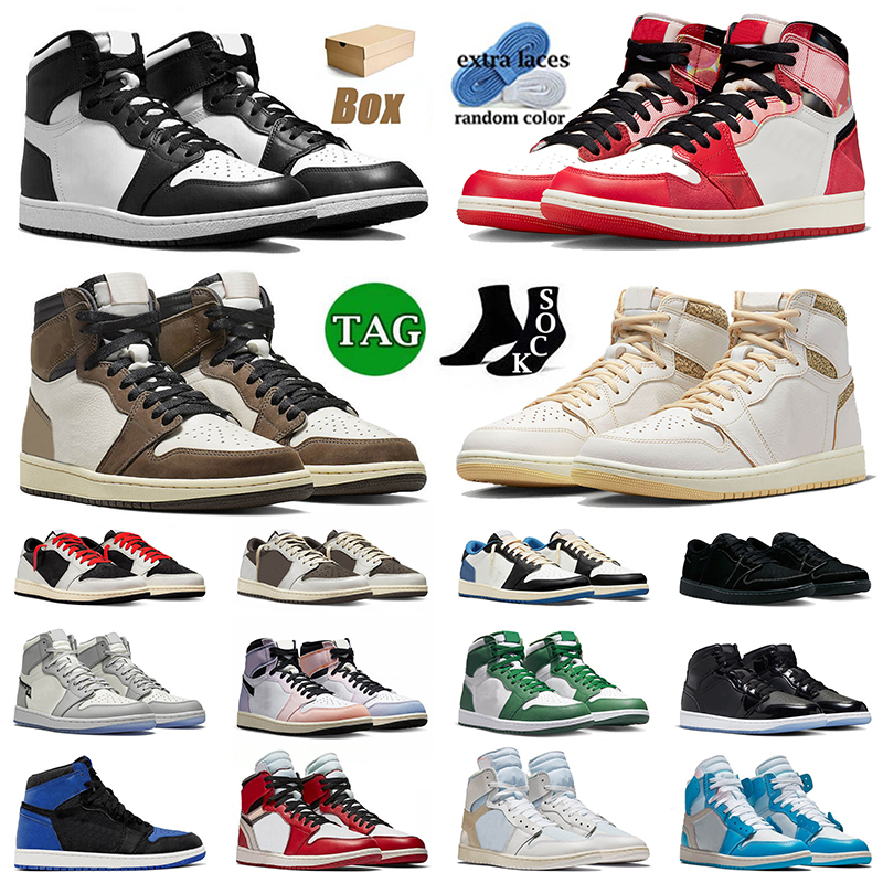 

High Quality 2023 Jumpman 1 Basketball Shoes Ts Mocha Spider-verse Black White Panda Craft Olive Space Jam Royal Reimagined Chicago Unc Mens Women 1s Lows Sneakers, 34