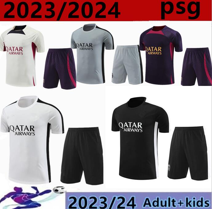 

23 24 PSGs tracksuit 23 24 PARIS Sportswear training suit Short sleeved suit soccer Jersey kit uniform chandal adult sweatshirt Sweater sets men kids, Black